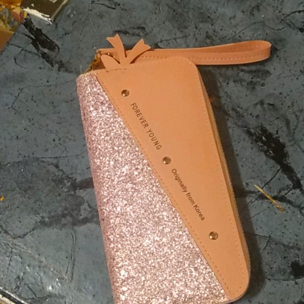 Pink glitter wristlet